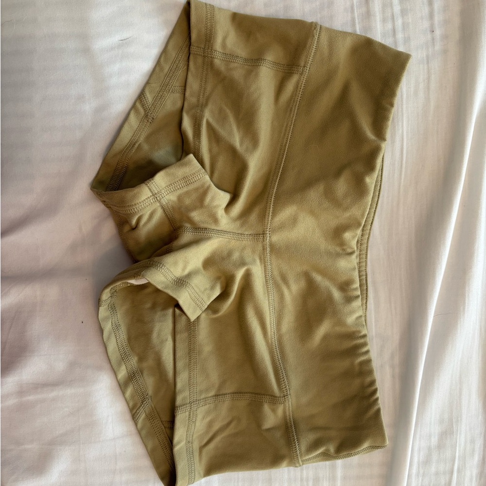 Fleo Olive Green High-Waist Athletic Shorts